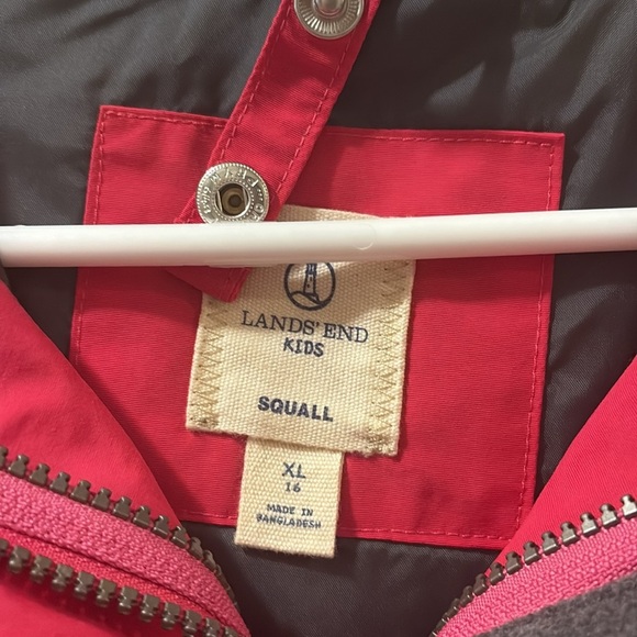 Lands' End Kids pink and Red and Gray Squall Jacket - size XL 16 - Picture 2 of 11
